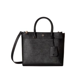 Tory Burch black Robinson double zip tote